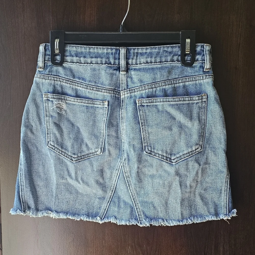 PacSun Light Blue Distressed Denim Mini Skirt